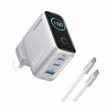 Anker ANKER CHARGER (100W, 3PORTS, SMARTDISPLAY) SILVER — Buy in Kenya | Batteriq